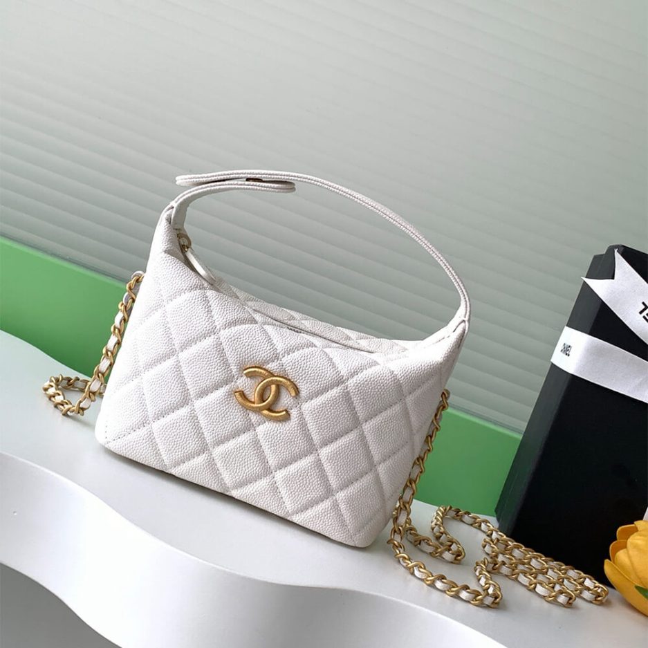 CHANEL Classic Hobo with Chain White