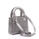 DIOR Satin Crystal Cannage Mini Lady Dior Gray