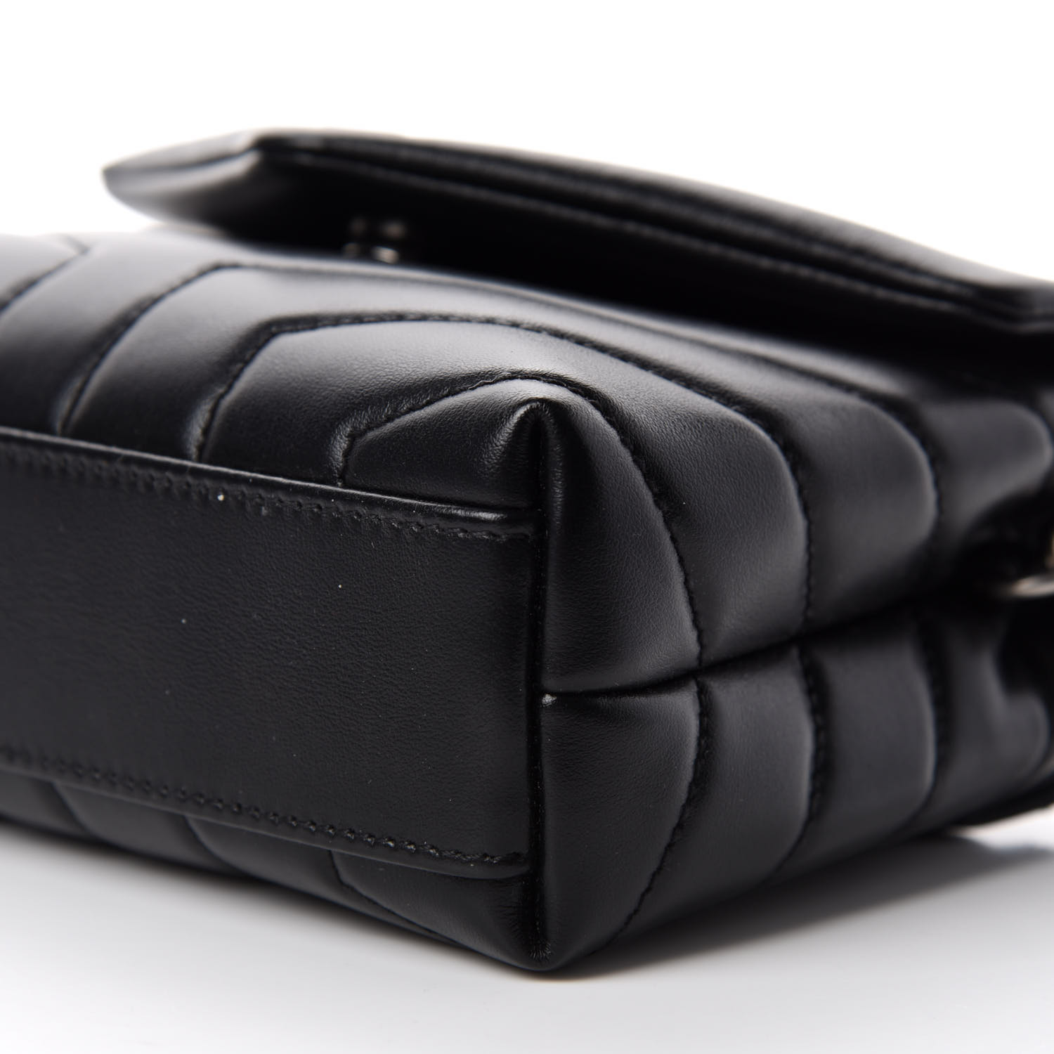 YSL Calfskin Y Quilted Monogram Toy Loulou Crossbody Bag Black