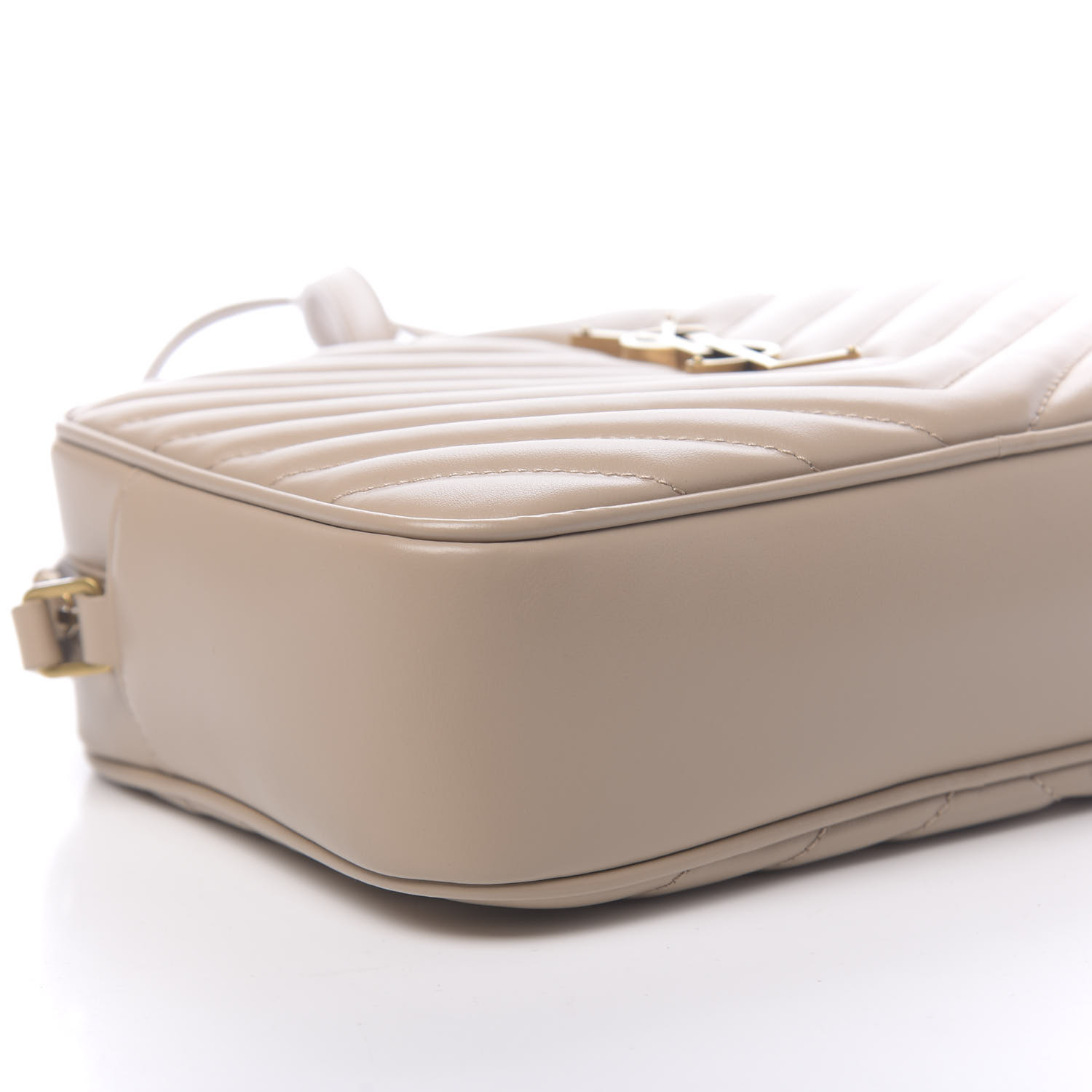 YSL Calfskin Matelasse Monogram Lou Camera Bag Dark Beige